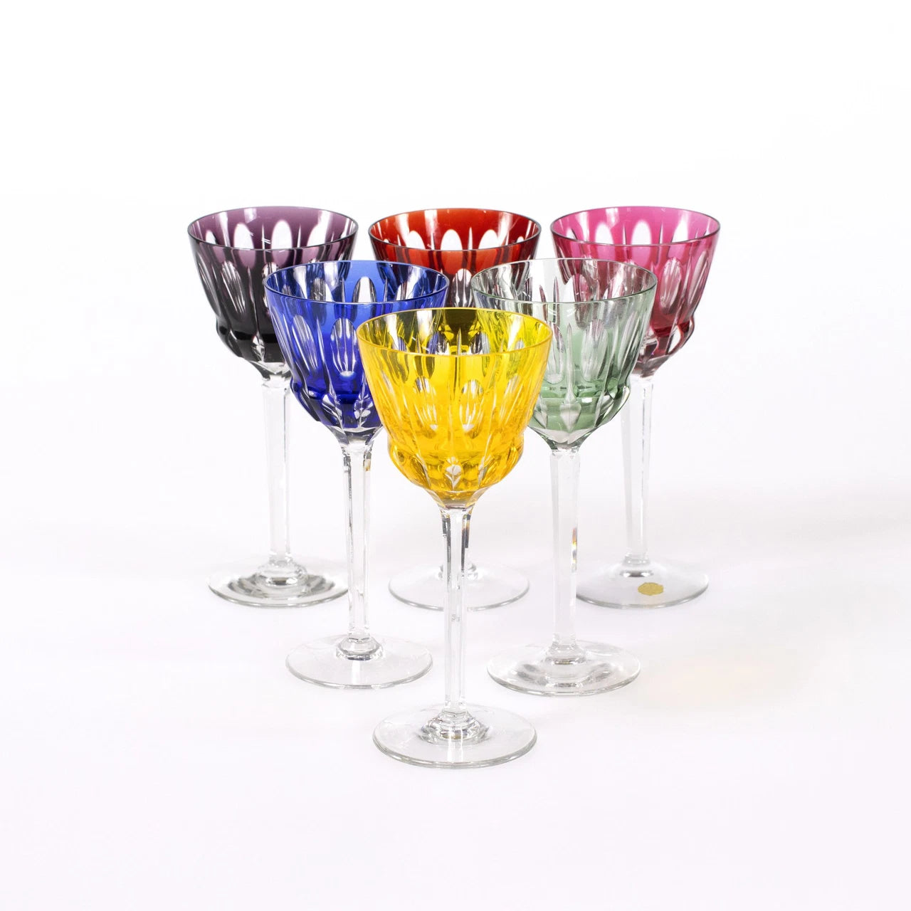 6 Verres à Vin Cristal Multicolores Vintage – Allemagne - Furniture 1960