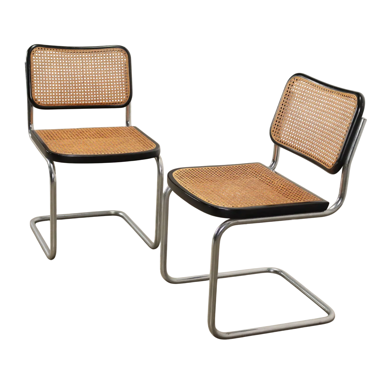 Lot de 4 chaises Cesca B32 noires Marcel Breuer, Italie