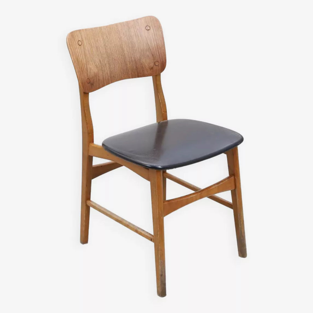 Chaise vintage Kofod-Larsen en simili cuir noir – Boltinge Stolefabrik, 1960 - Furniture 1960