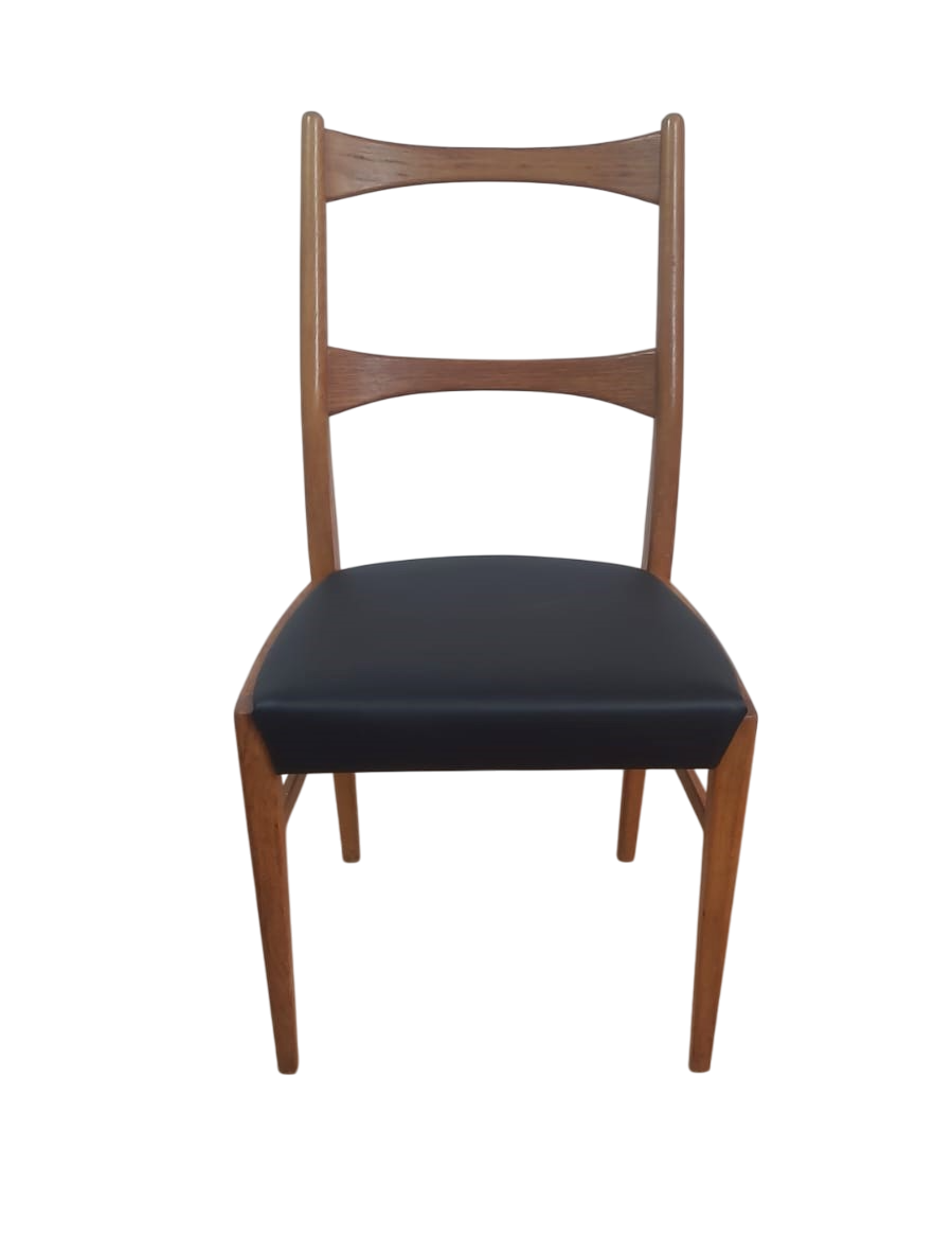 Chaise danoise vintage en teck – assise simili cuir noir (années 60) - Furniture 1960