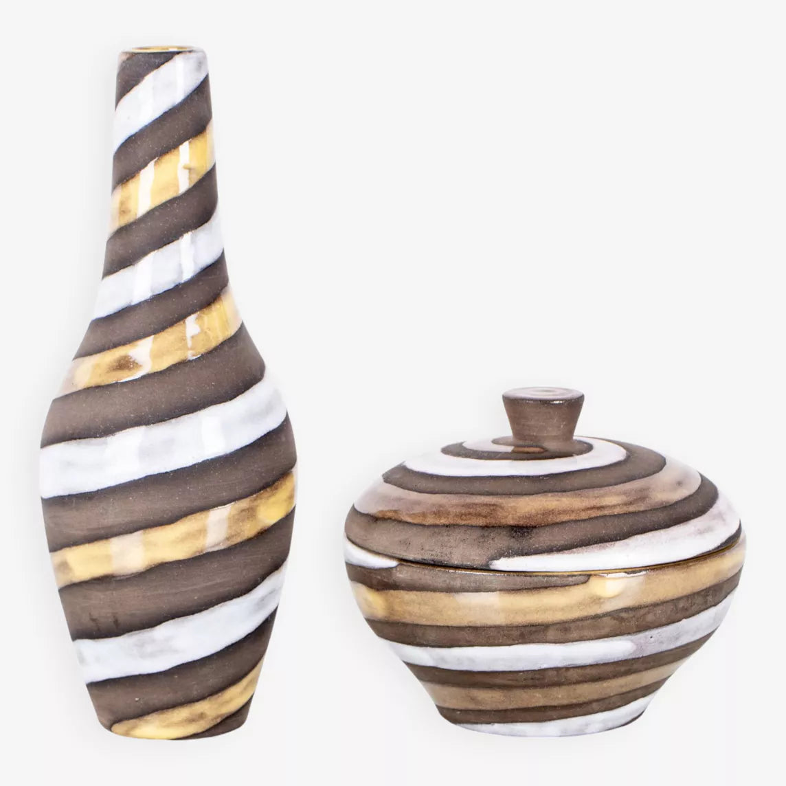 Ensemble bol avec couvercle et vase atterberg modèle spiral 1960 sue - Furniture 1960