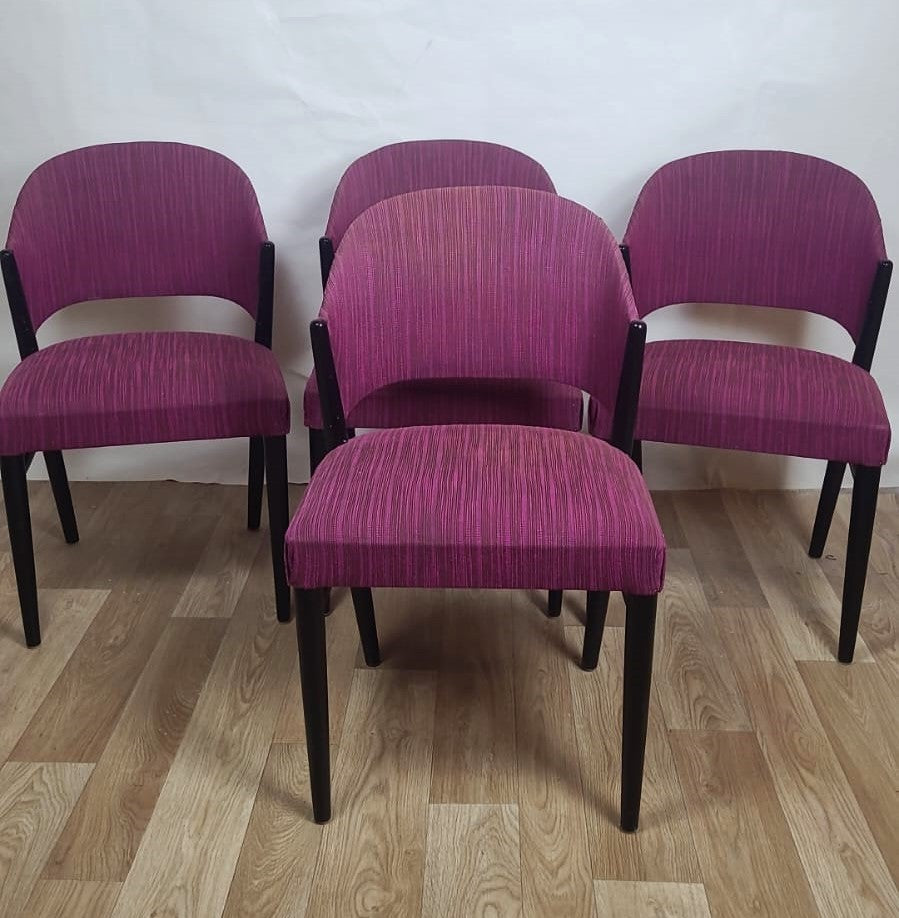 Lot de 4 chaises vintage en tissu violet – années 60/70 - Furniture 1960