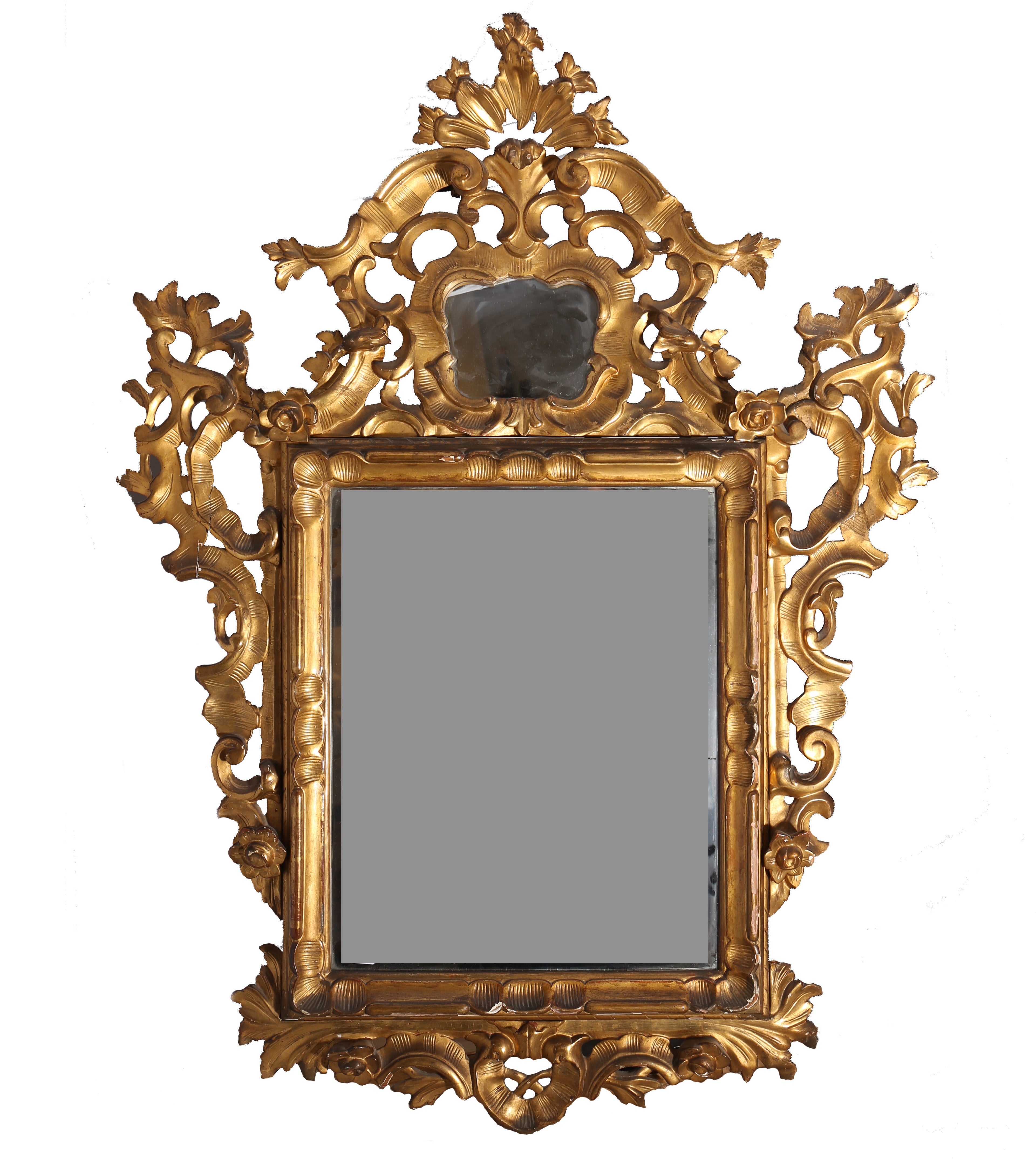 Miroir ancien au plomb – Bois doré – Style Louis XV – Espagne XVIIIe siècle - Furniture 1960