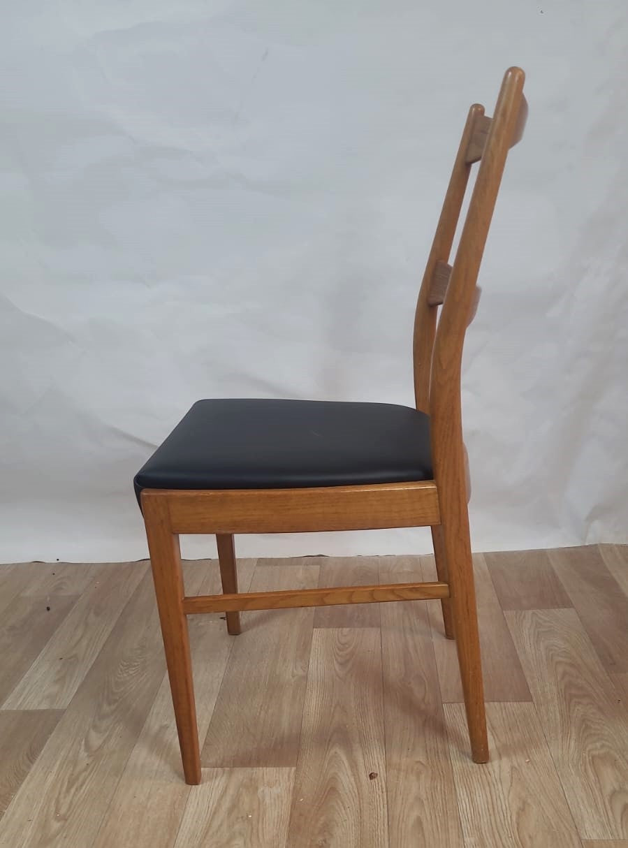 Chaise danoise vintage en teck – assise simili cuir noir (années 60) - Furniture 1960