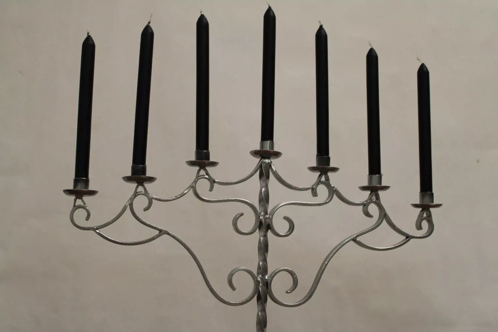 Chandelier vintage à 7 bougies en acier peint argent – Suède - Furniture 1960