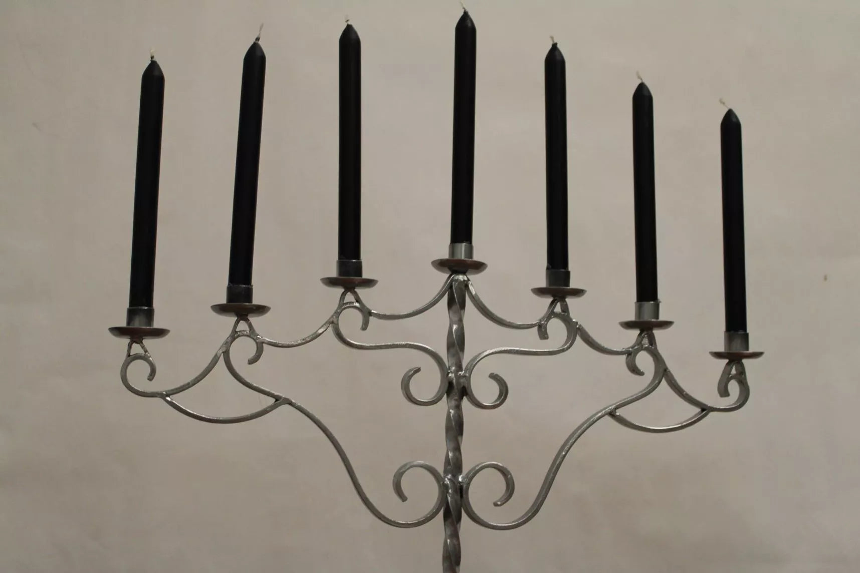 Chandelier vintage à 7 bougies en acier peint argent – Suède - Furniture 1960