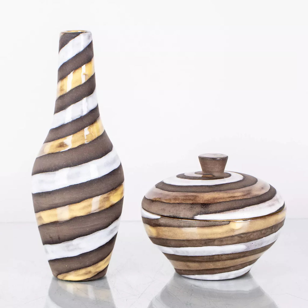 Ensemble bol avec couvercle et vase atterberg modèle spiral 1960 sue - Furniture 1960