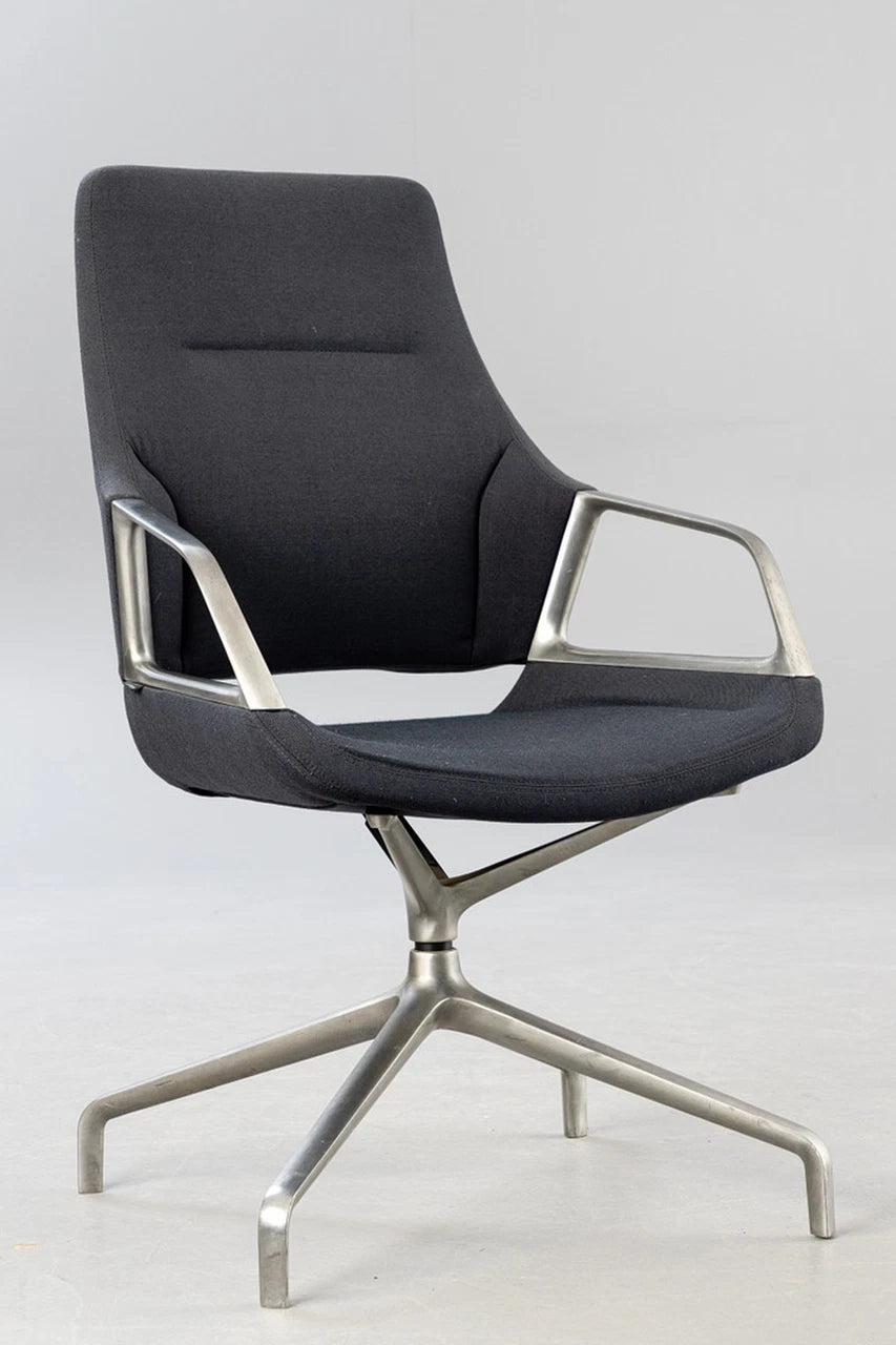 Wilkhahn Graph 301/5 – Chaise de Conférence Aluminium & Cuir - Furniture 1960