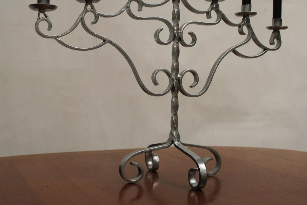Chandelier vintage à 7 bougies en acier peint argent – Suède - Furniture 1960