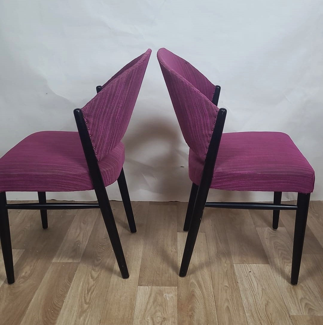 Lot de 4 chaises vintage en tissu violet – années 60/70 - Furniture 1960