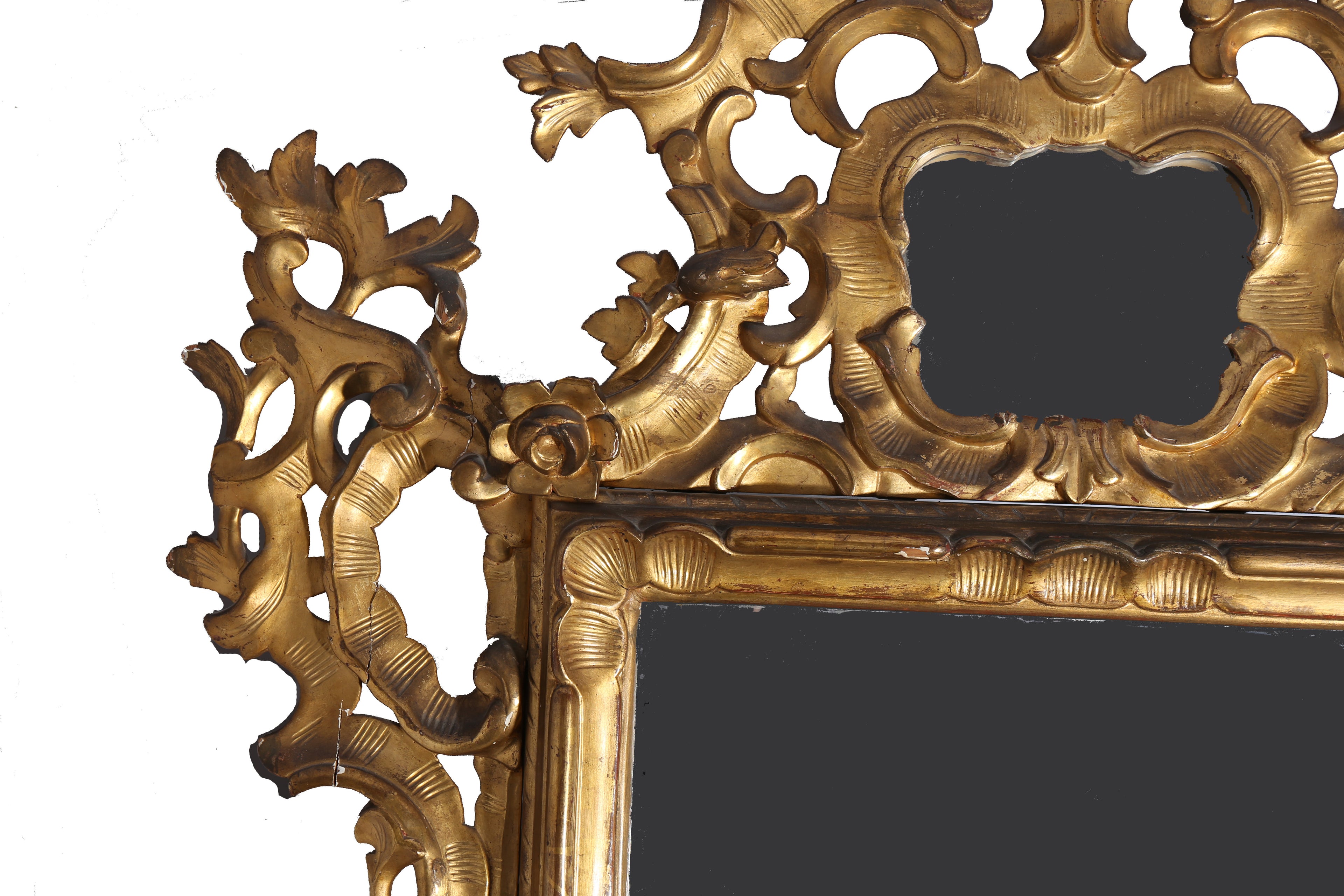 Miroir ancien au plomb – Bois doré – Style Louis XV – Espagne XVIIIe siècle - Furniture 1960
