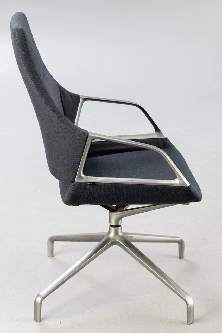 Wilkhahn Graph 301/5 – Chaise de Conférence Aluminium & Cuir - Furniture 1960