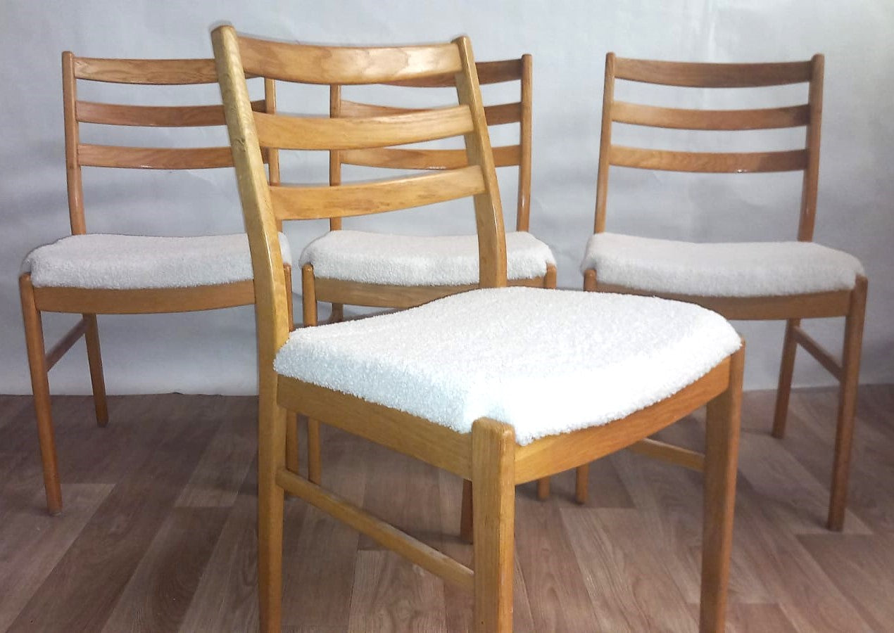 Lot de 4 chaises vintage imitation peau de mouton – Danemark, 1960 - Furniture 1960