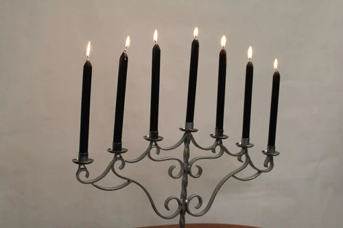 Chandelier vintage à 7 bougies en acier peint argent – Suède - Furniture 1960