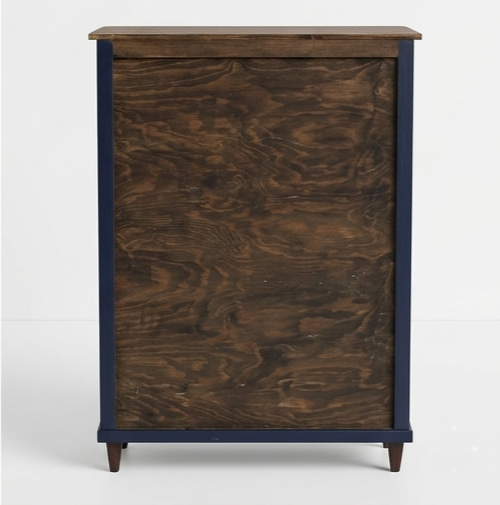Bibliothèque basse vitrée vintage bleu nuit, années 1950