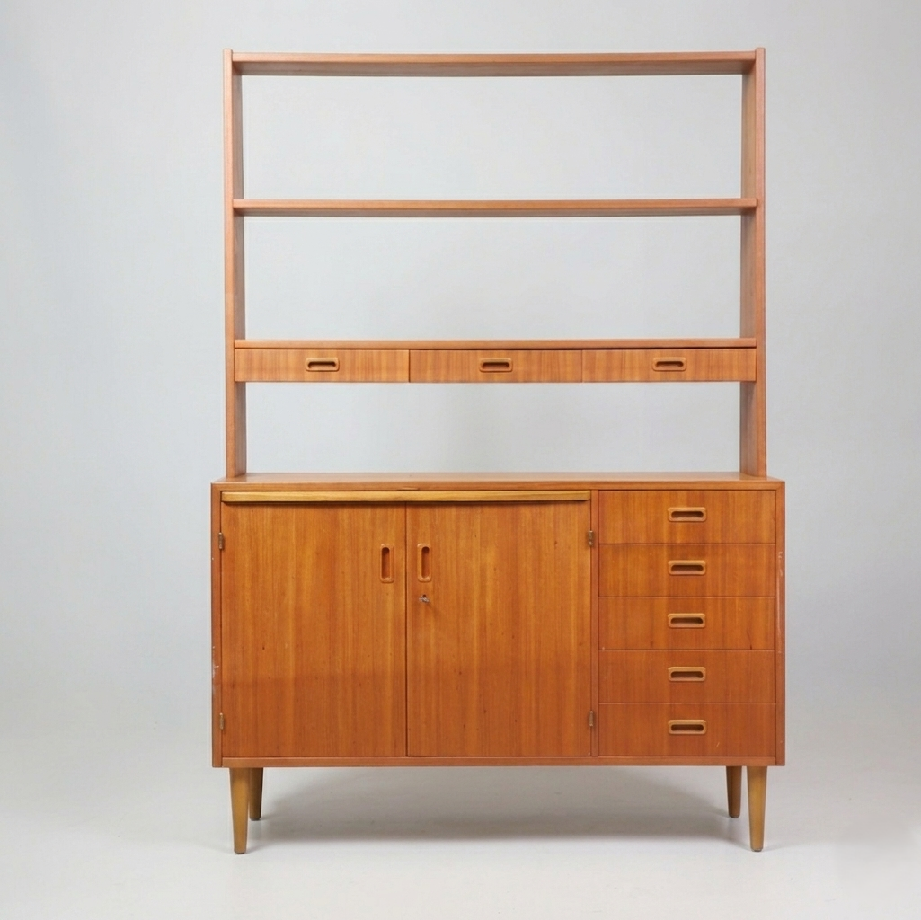 Bibliothèque secrétaire Vintage Scandinave en teck, années 1960