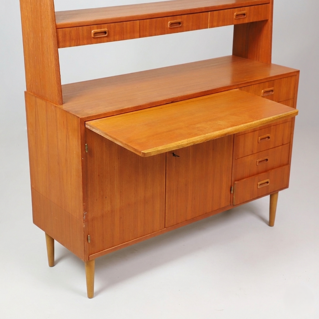Bibliothèque secrétaire Vintage Scandinave en teck, années 1960