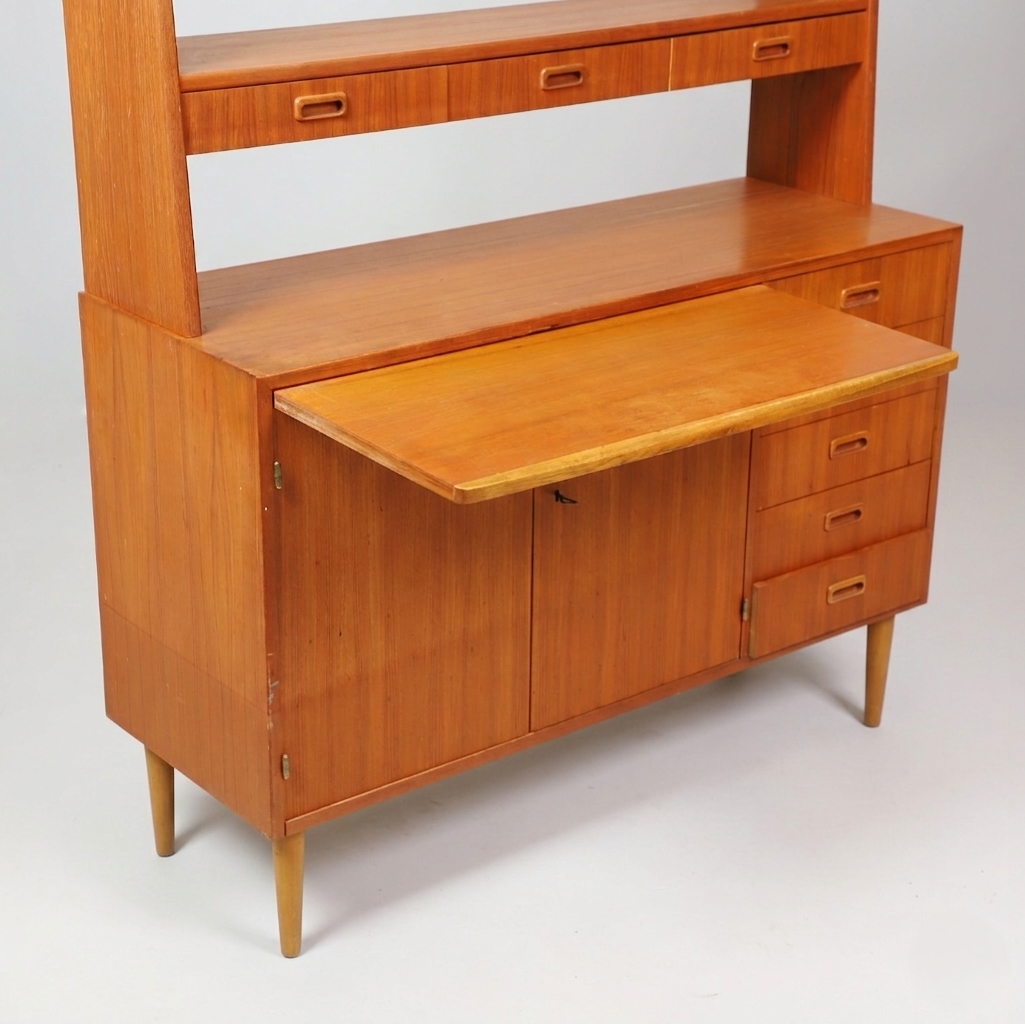 Bibliothèque secrétaire Vintage Scandinave en teck, années 1960