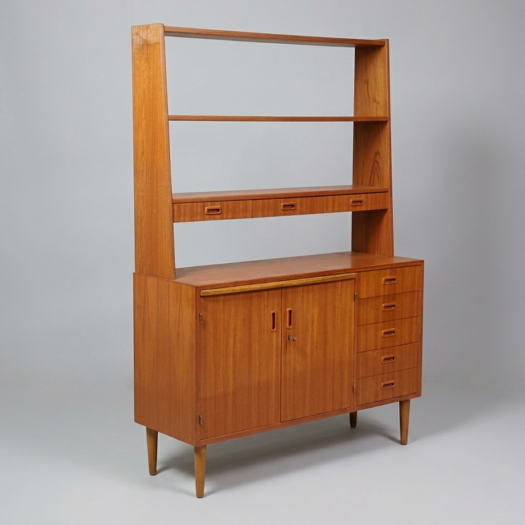 Bibliothèque secrétaire Vintage Scandinave en teck, années 1960