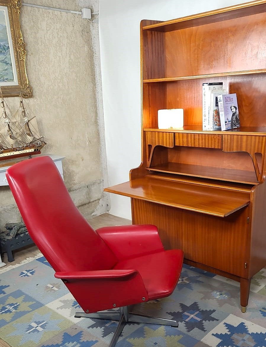 Bibliothèque secrétaire Vintage en teck, années 1960