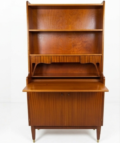 Bibliothèque secrétaire Vintage en teck, années 1960