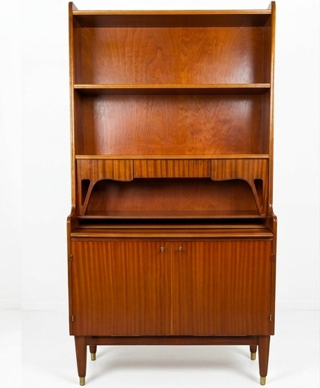 Bibliothèque secrétaire Vintage en teck, années 1960