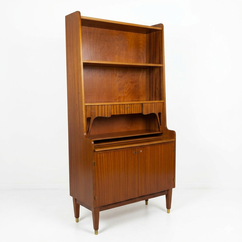 Bibliothèque secrétaire Vintage en teck, années 1960