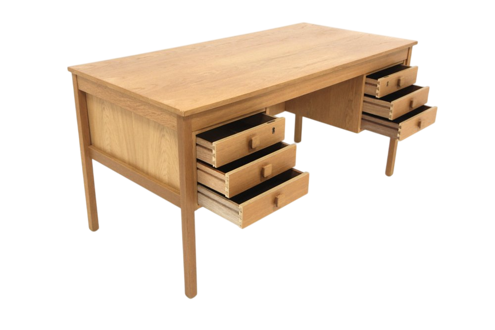 Bureau vintage scandinave en chêne double face – Suède – années 60 - Furniture 1960