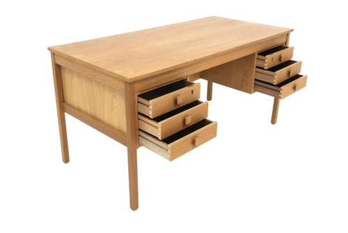 Bureau vintage scandinave en chêne double face – Suède – années 60 - Furniture 1960