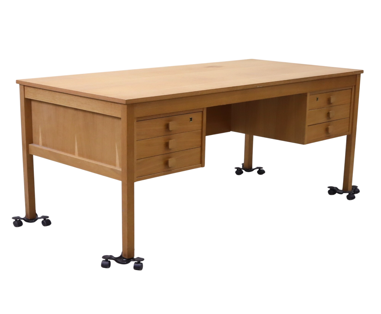 Bureau vintage scandinave en chêne double face – Suède – années 60 - Furniture 1960