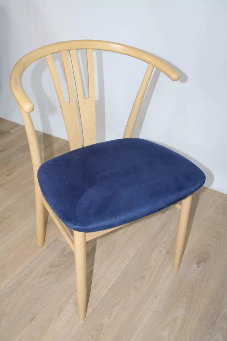Chaise Vega vintage Reydeberg en alcantara bleu et chêne, années 1990