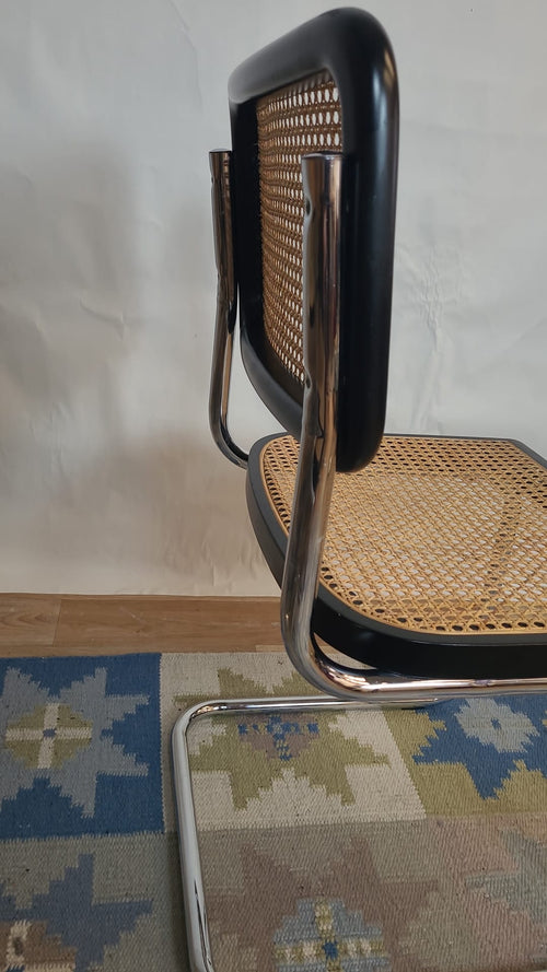 Chaise vintage Cesca B32 noire de Marcel Breuer, Italie