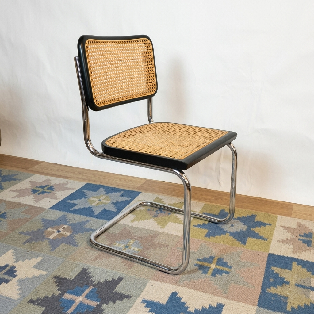 Lot de 4 chaises vintage Cesca B32 noire de Marcel Breuer, Italie