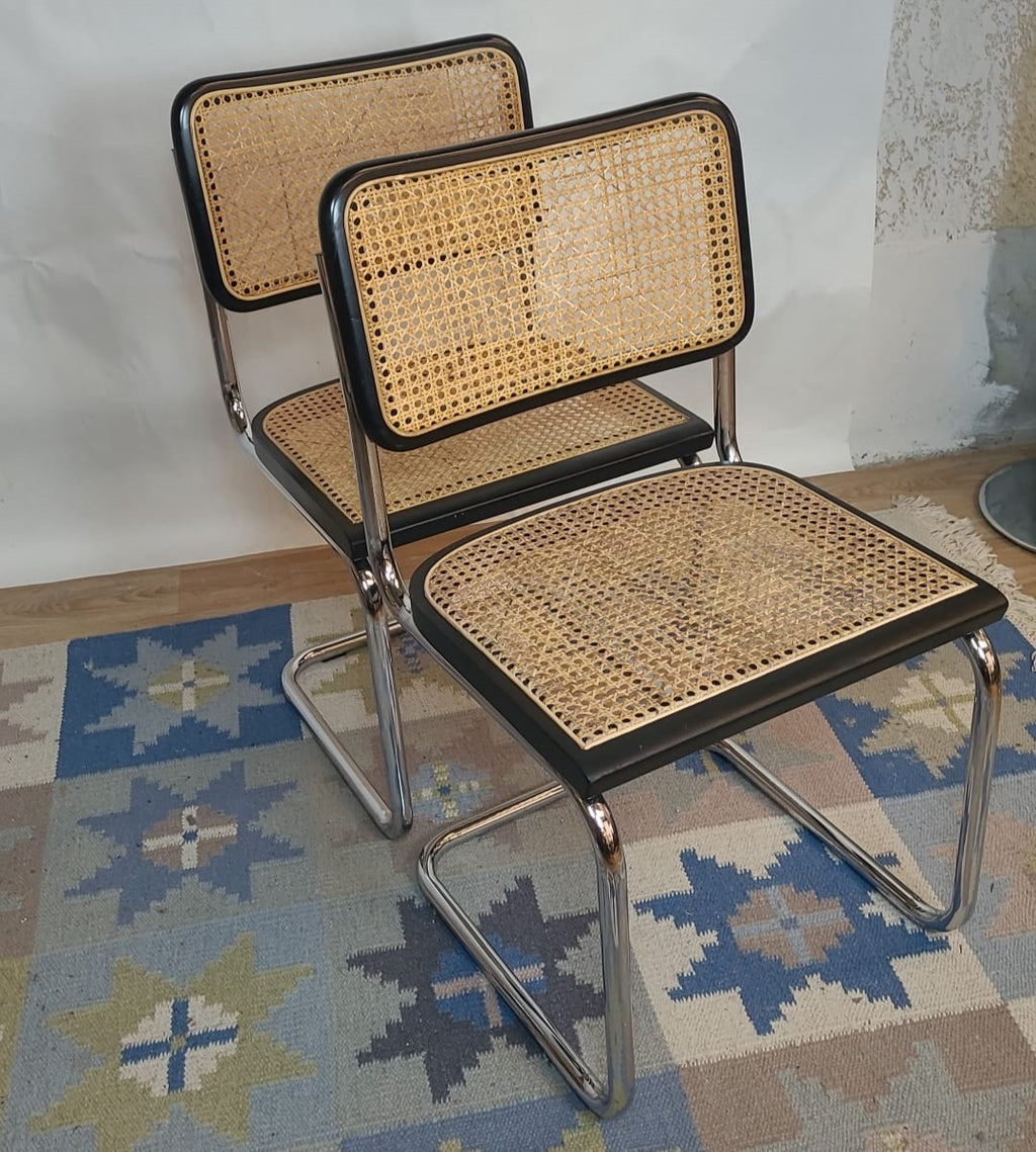 Lot de 4 chaises vintage Cesca B32 noire de Marcel Breuer, Italie