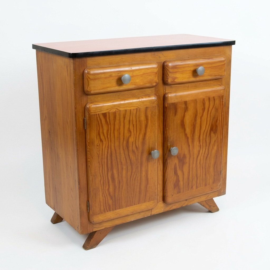 Commode Mado vintage Terra Cotta et chêne clair, années 1960