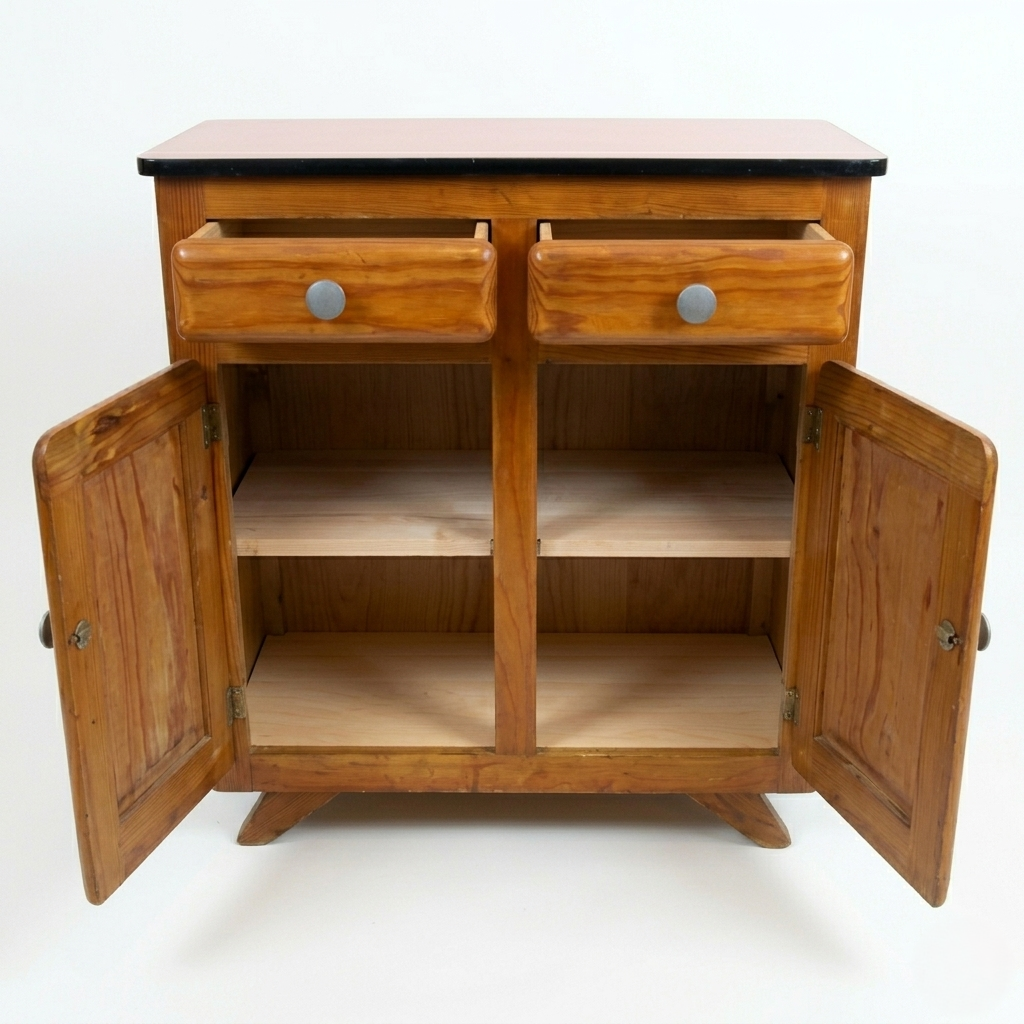 Commode Mado vintage Terra Cotta et chêne clair, années 1960