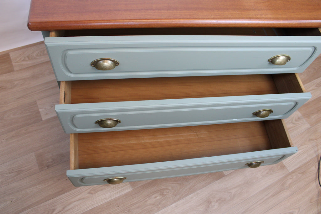 Commode vintage estampillée Gautier vert sauge, années 1970