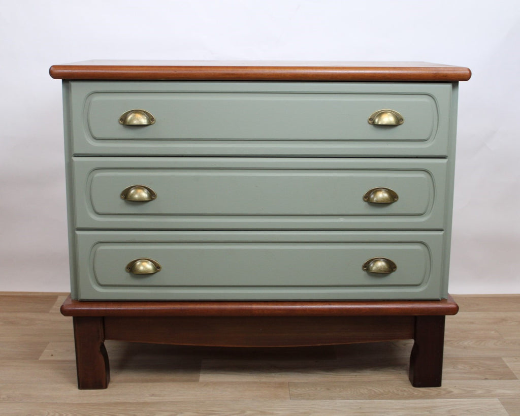 Commode vintage estampillée Gautier vert sauge, années 1970