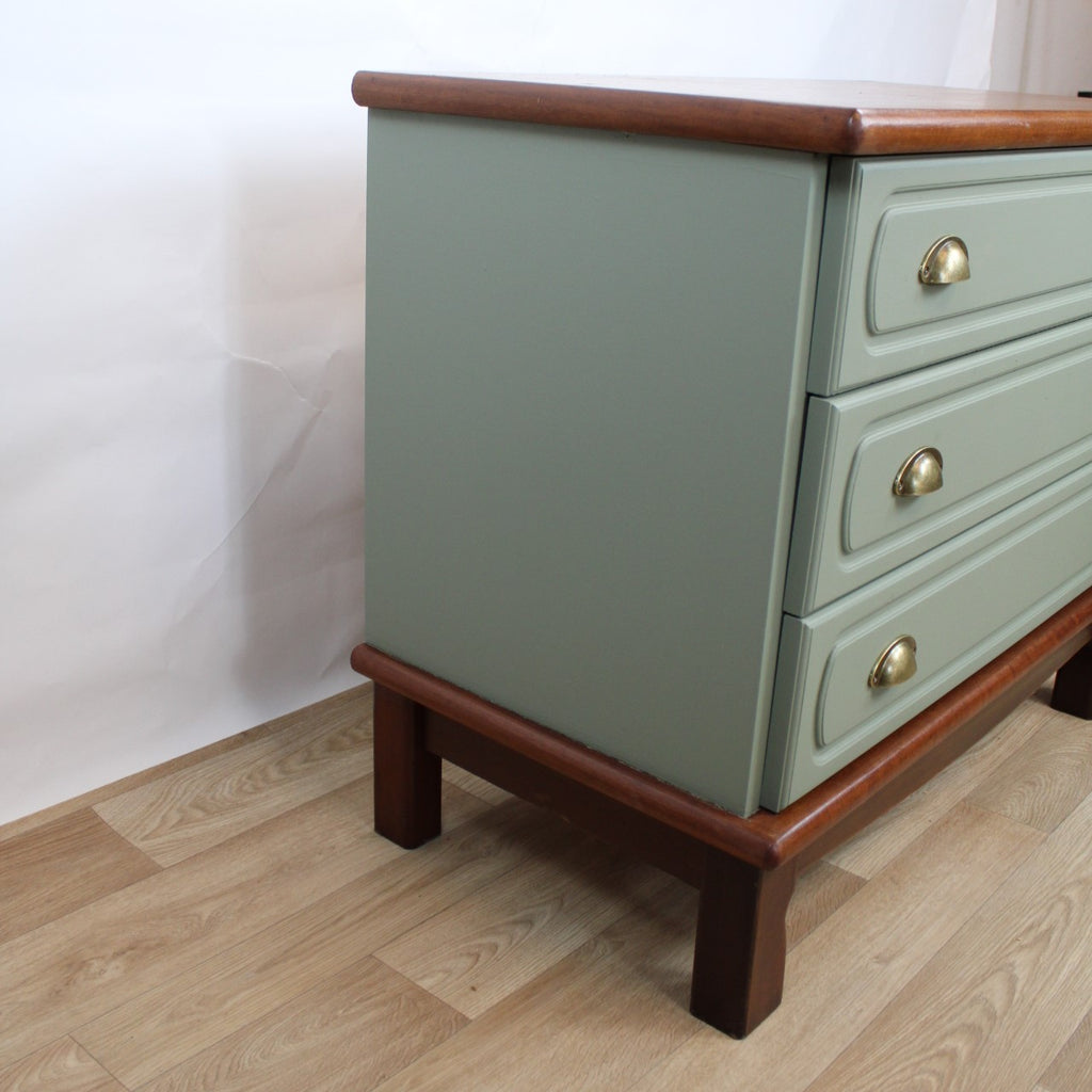 Commode vintage estampillée Gautier vert sauge, années 1970