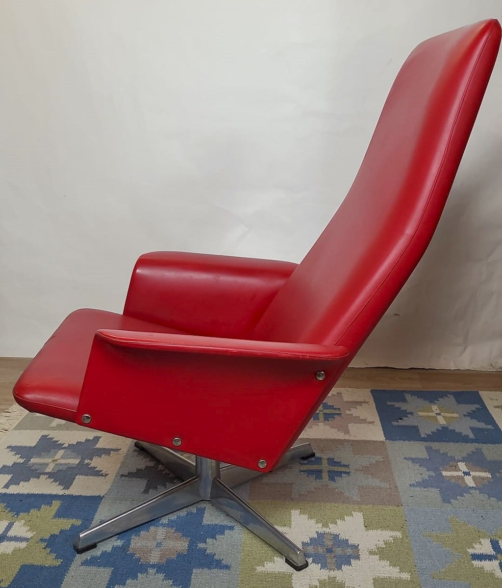Fauteuil pivotant Vintage Scandinave estampillé Bodafors-Verken, Suède, années 70