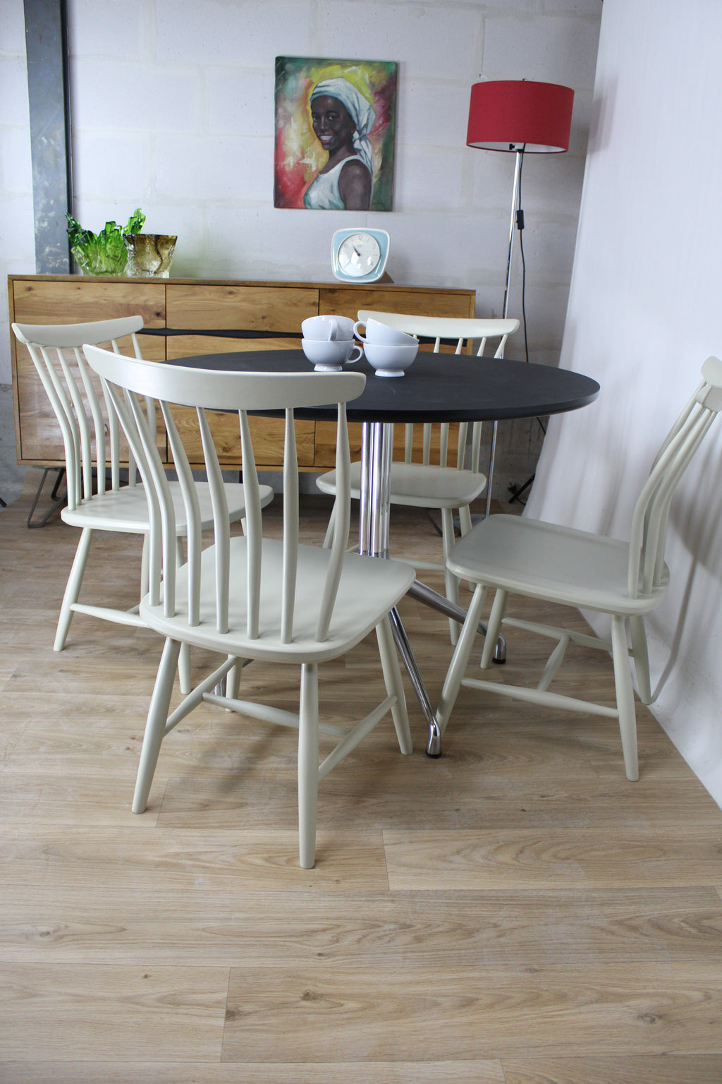 Lot de 4 chaises scandinaves Akerblom en bouleau – Suède 1955