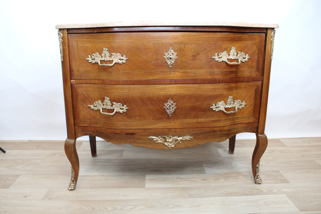 Commode sauteuse Vintage en bois et marbre rose, années 1960