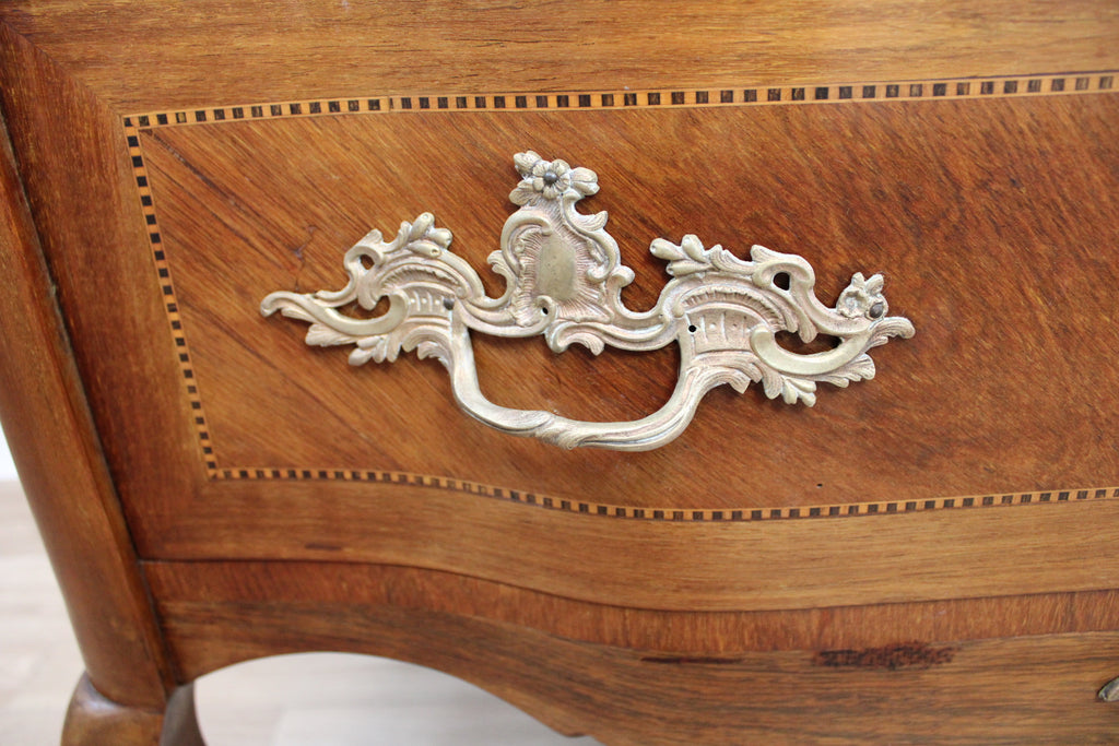Commode sauteuse Vintage en bois et marbre rose, années 1960