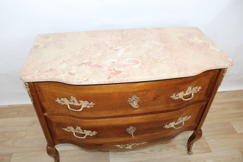 Commode sauteuse Vintage en bois et marbre rose, années 1960