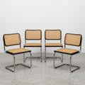 Lot de 4 chaises Cesca B32 noires Marcel Breuer Italie années 80