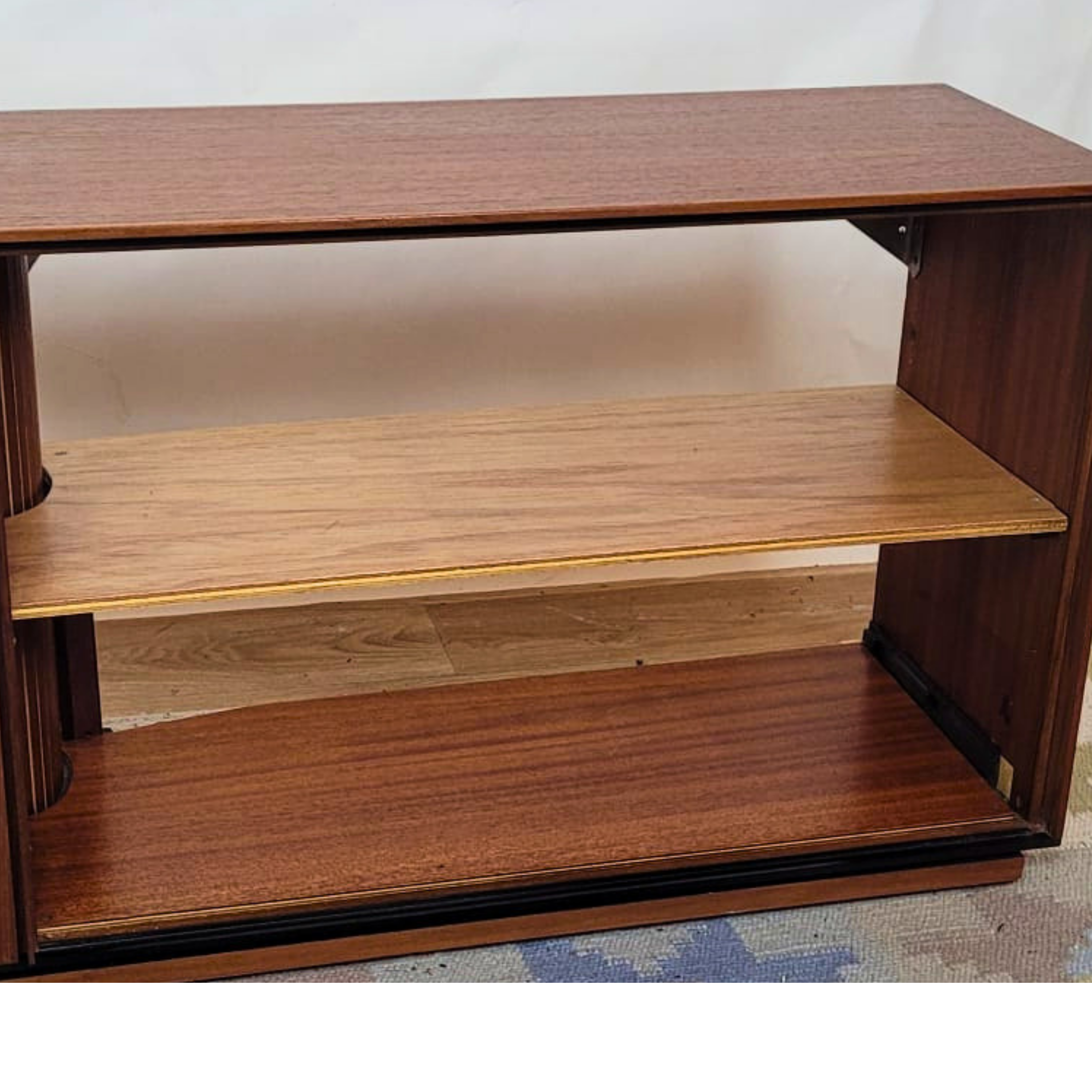 Meuble TV scandinave vintage en teck sur pied ou suspendu - Danemark - années 60