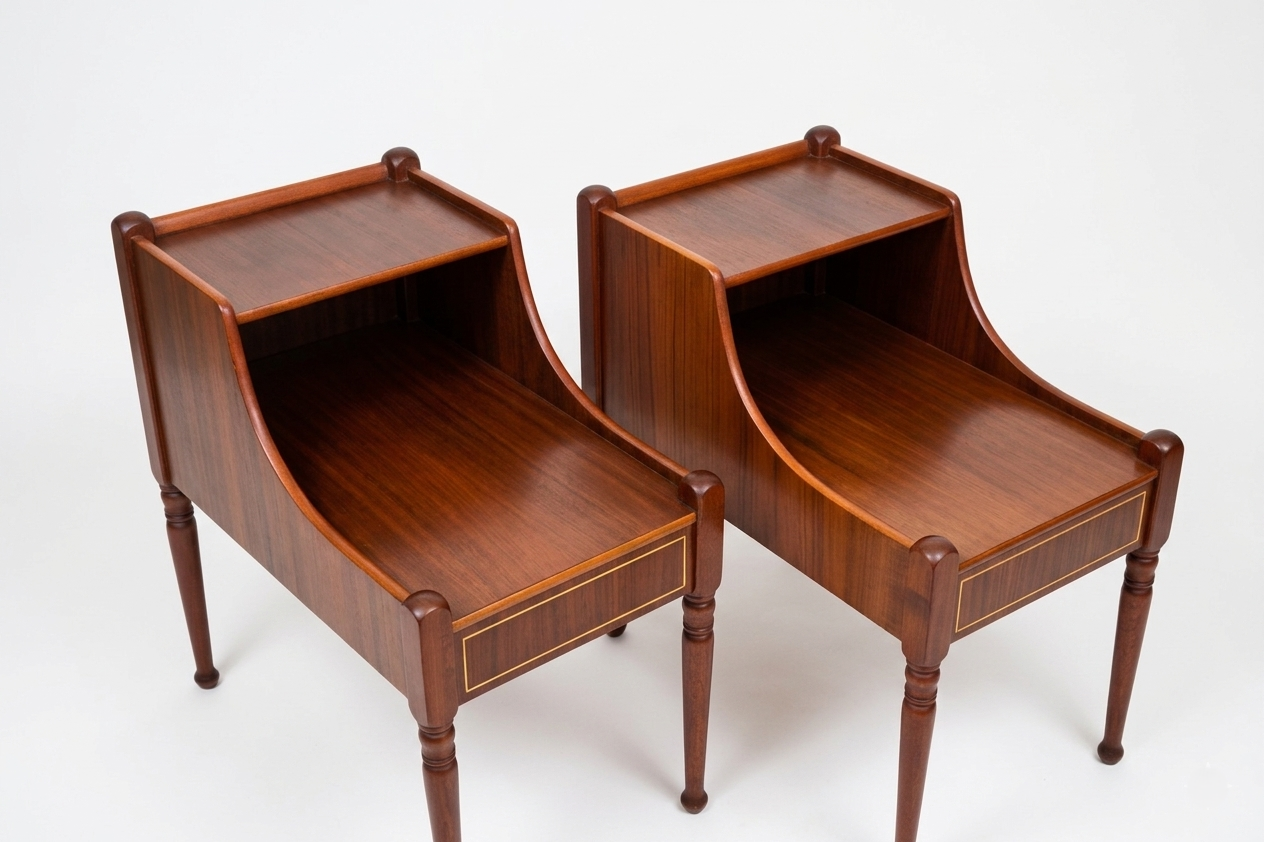 Paire de tables de chevet danoises scandinaves vintage en acajou – années 50