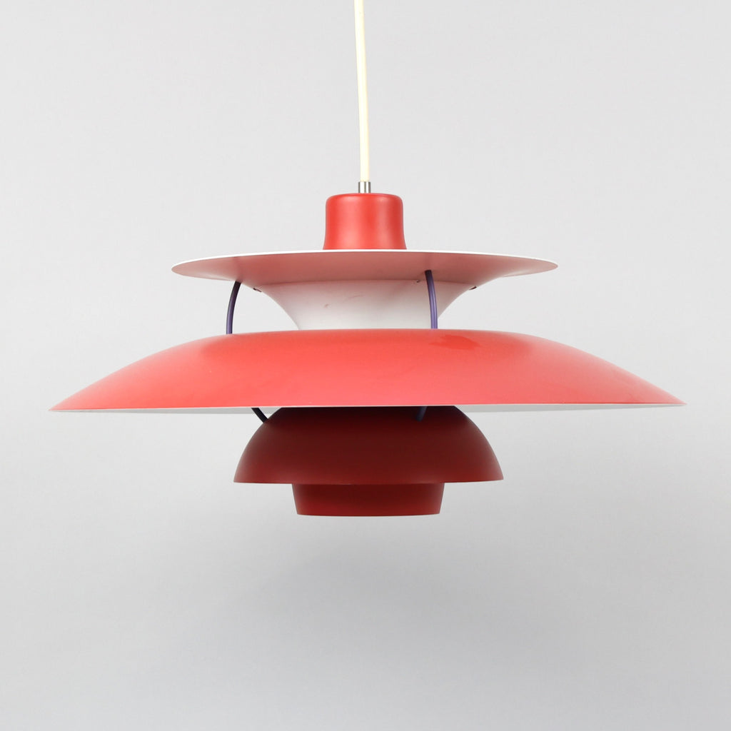 Plafonnier PH 5 rouge par Poul Henningsen pour Louis Poulsen, Danemark, années 80