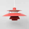 Plafonnier PH 5 rouge par Poul Henningsen pour Louis Poulsen, Danemark, années 80