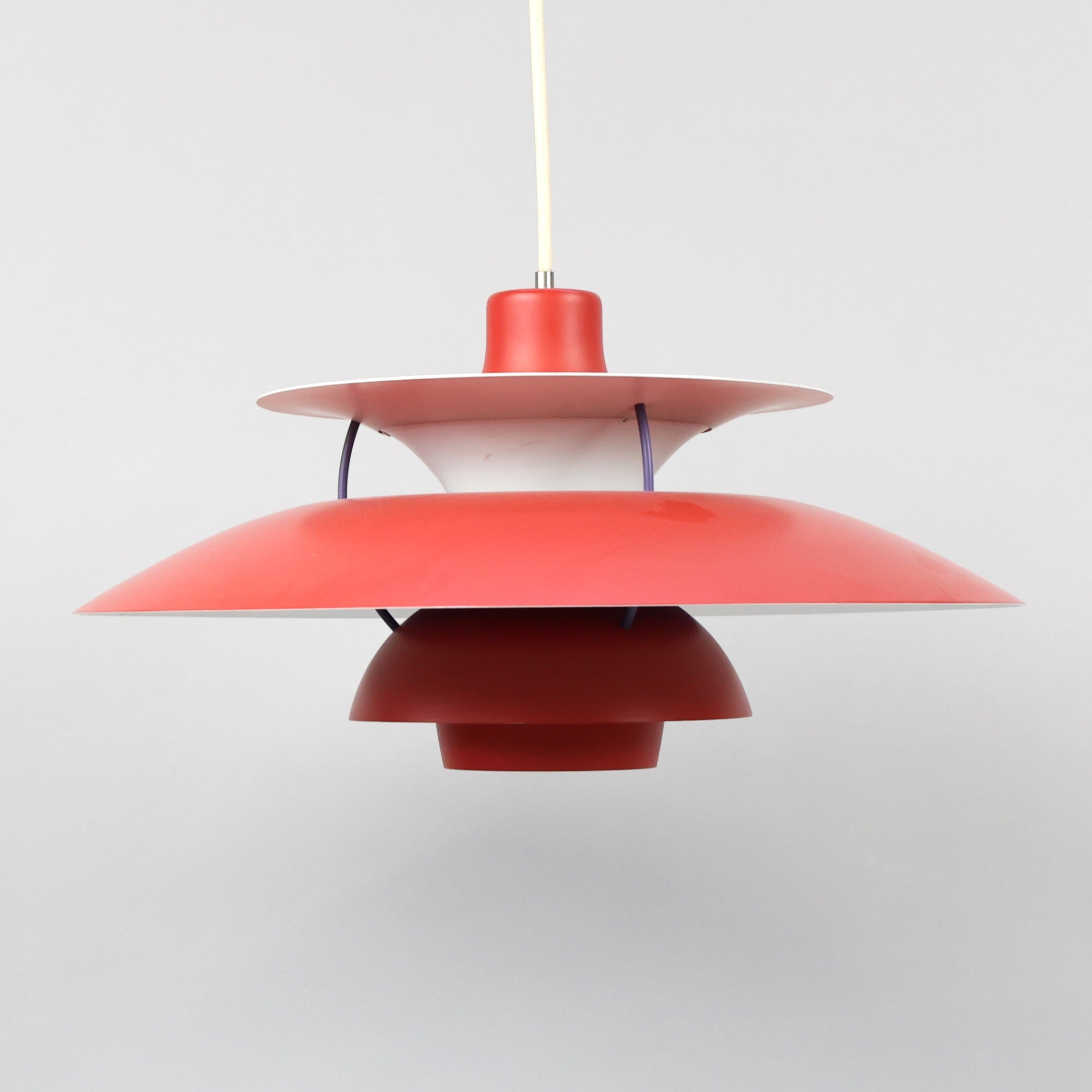 Plafonnier PH 5 rouge par Poul Henningsen pour Louis Poulsen, Danemark, années 80